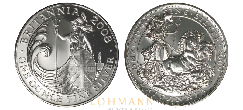 Silber Britannia Motive 08/09