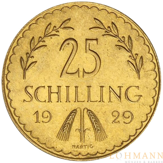 25 Schilling Goldm&uuml;nze